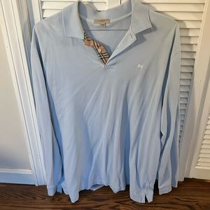 Burberry Light Blue Long Sleeve Polo XXL